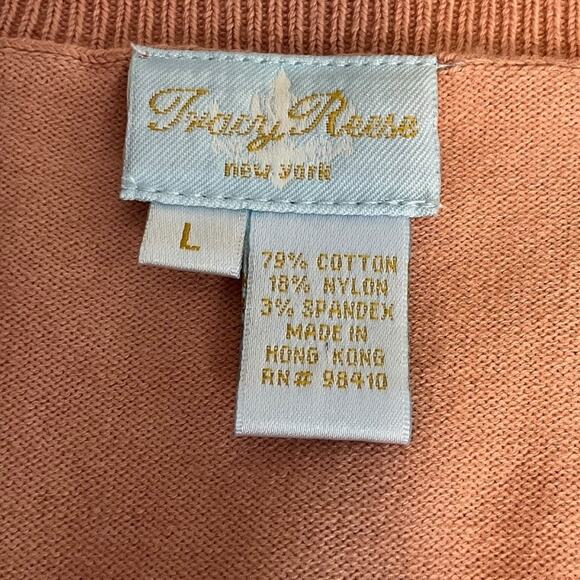 Tracy Reese Peach 3/4 Sleeve Cotton-Blend ButtonUp Cardigan Size Large Feminine - Picture 9 of 9